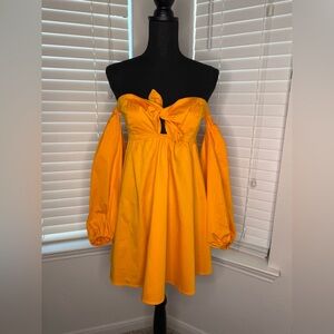 For Love And Lemons Orange Off-Shoulder Dress